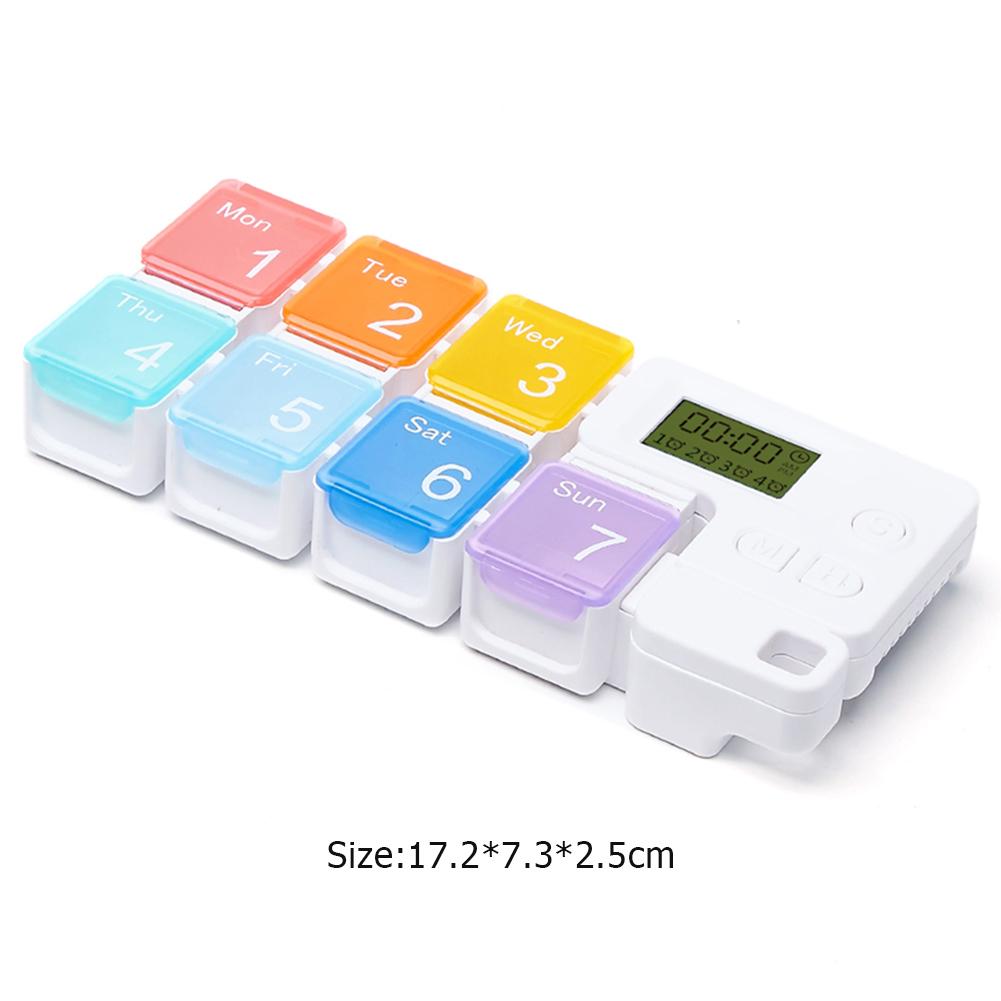 Smart 7-Day Pill Storage Box Electronic Timing Reminder Medicine Box Weekly Pill Drug Container Organizer Drug Storage Alarm Box