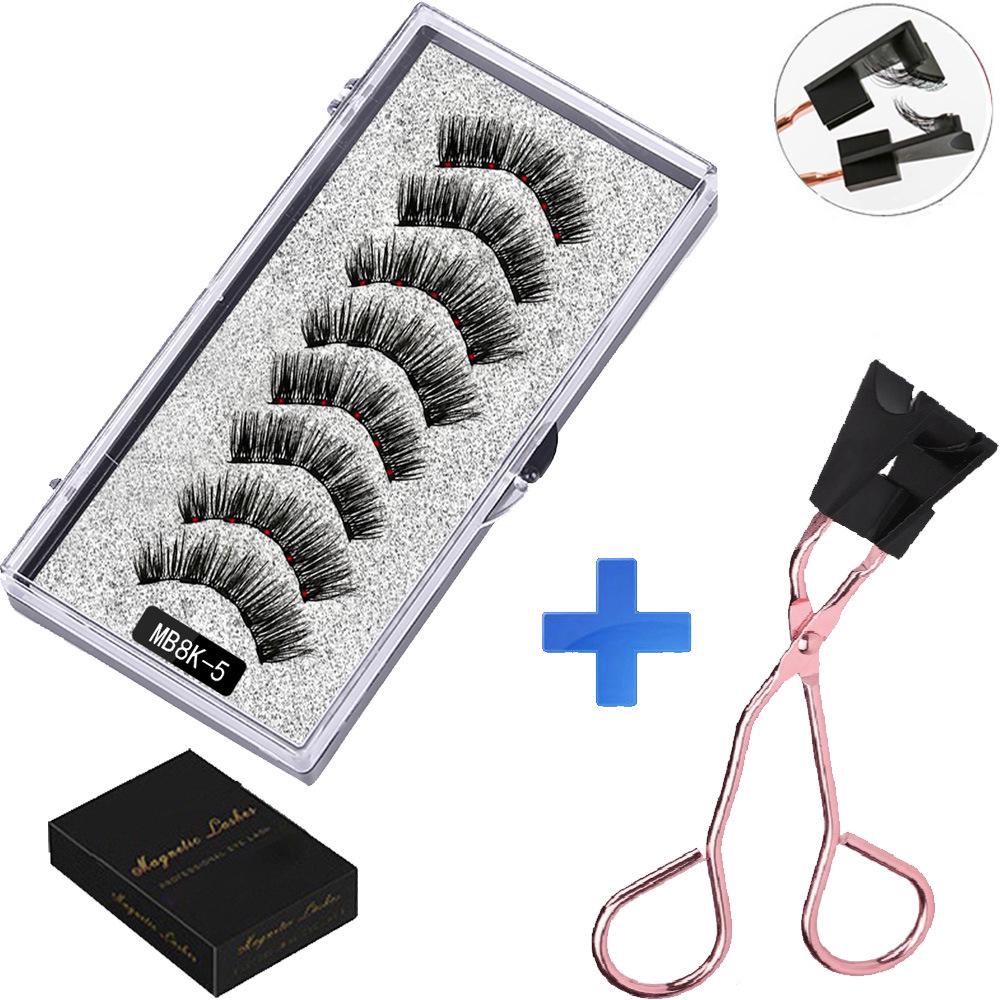 Two Pairs of Magnetic False Eyelashes with Curler - No Glue Needed, European & American Thick Style.