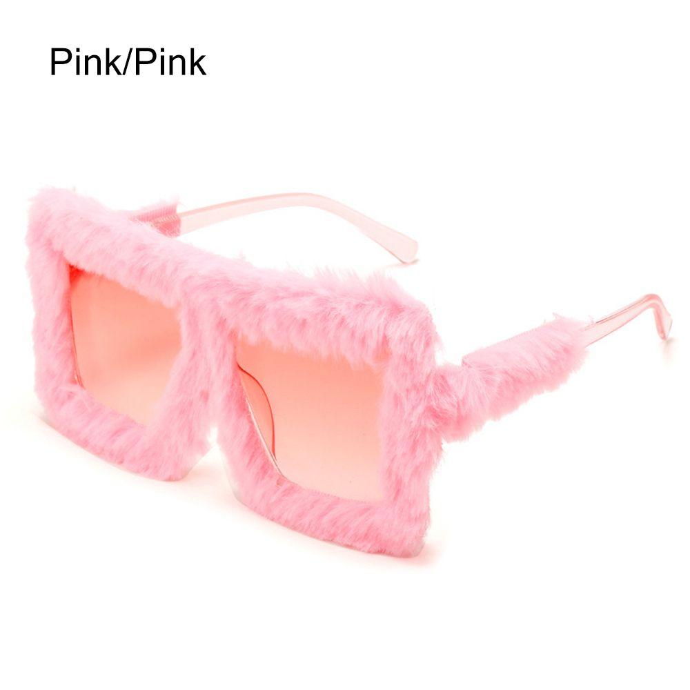 UV400 Ladies Shades Square Frame Soft Fur Ladies Sexy Shades Plush Sunglasses Punk Sun Glasses