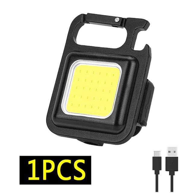 LED Portable Keychain Flashlight Outdoor Camping COB Work Light Emergency Lighting With Window Hammer Bottle Opener Lamp