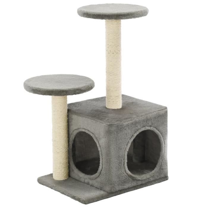 VidaXL Arbre à chat avec griffoirs en sisal 60 cm Gris