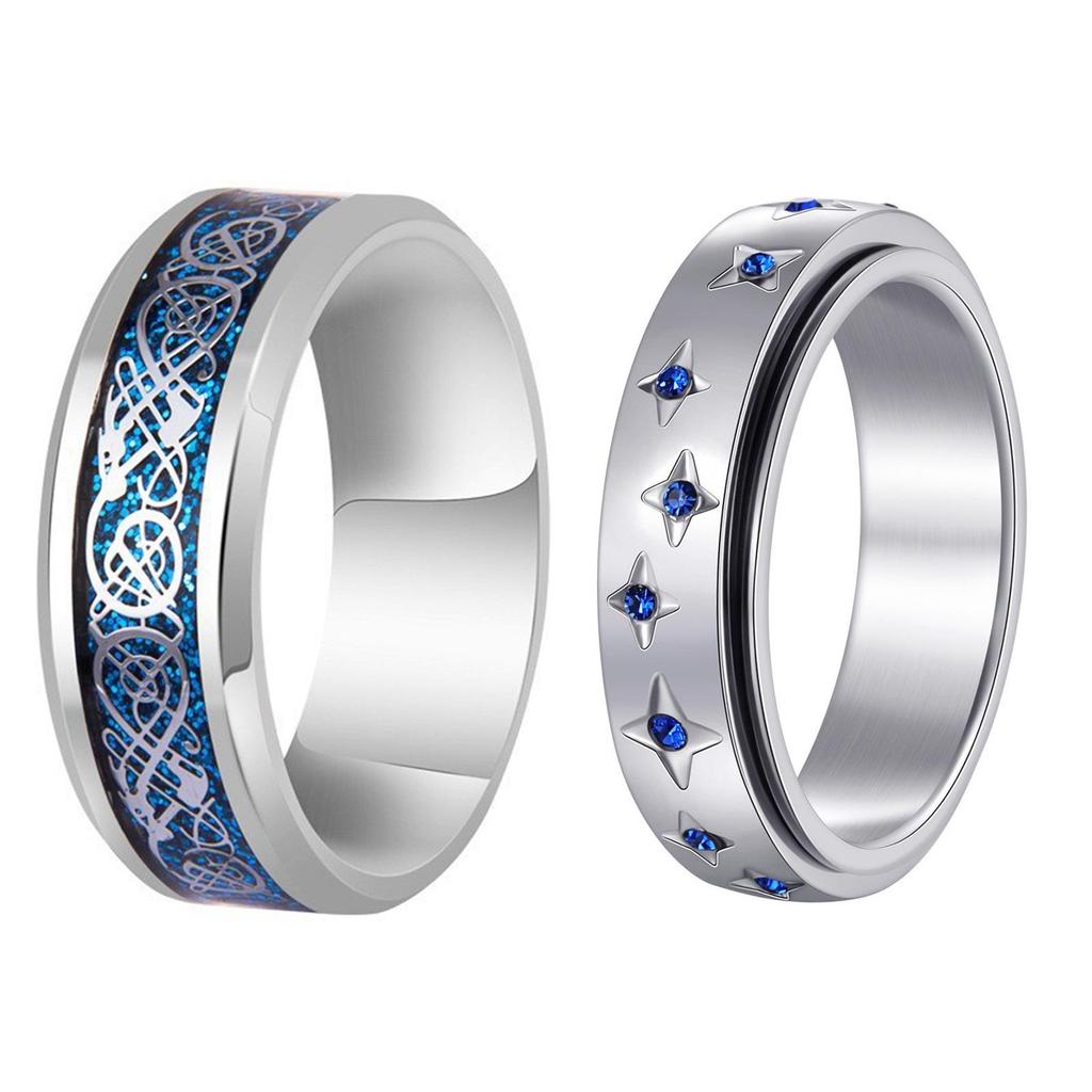 European & American Vintage High-End Stainless Steel Couple Rings