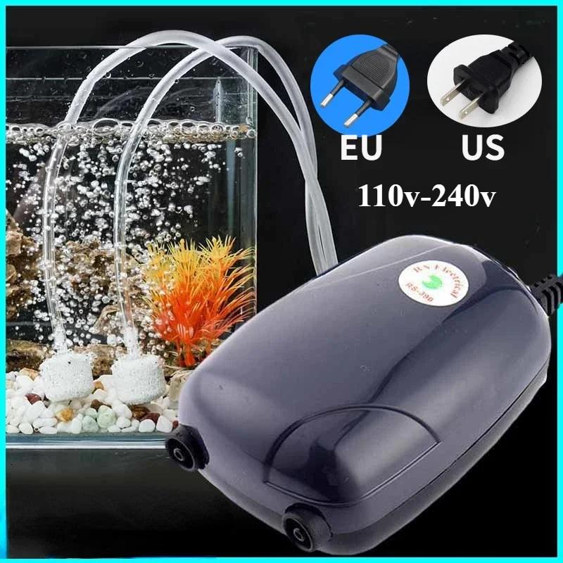 220V 3W 5W Aquarium Air Pump Fish Tank Mini Compressor Single Double Outlet with Check Valve Tube Aquatic Accessories