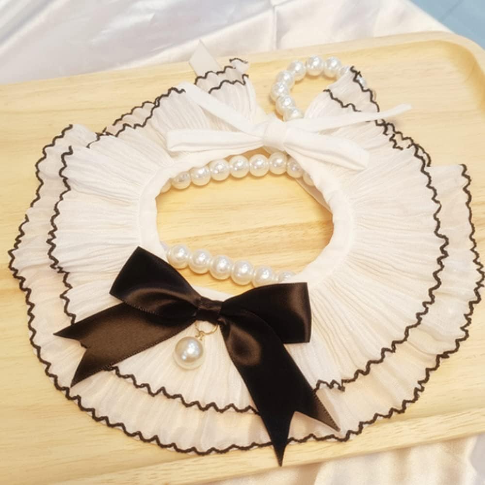 Pet lace bib Wedding Scarf Cat Teddy Neck Scarf Cute Dress up lace bib Bow Scarf Small pet boy Girls Cats Dogs