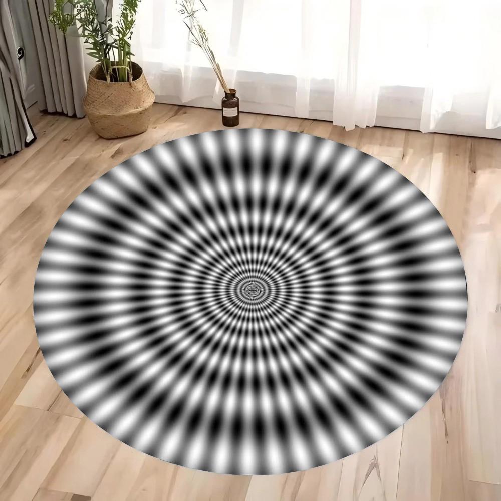 3D Vortex Optical Illusion Rugs Trap Area Rugs Not-Slip Round Rugs Area Carpets for Living Room Short Plush Trap Swirl Carpet