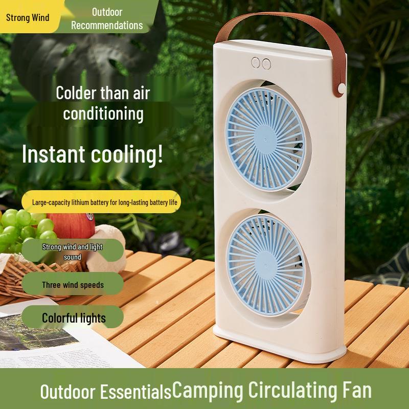 Rechargeable Dual-Head Desktop Cooling Fan for Office and Dorm Use