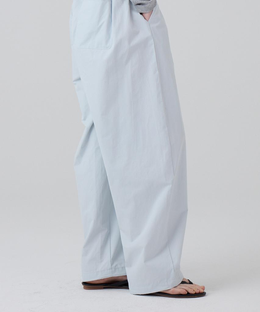 DANGLEDROP Dgdp Balloon Fit Curved Cotton Elastic Waist Pants_Sky Blue