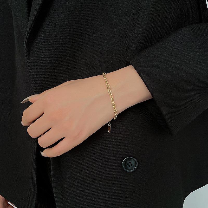 Japanese & Korean Mori Style 18k Gold Plated Titanium Steel Bracelet, Luxury Floral Embossed Design for Women