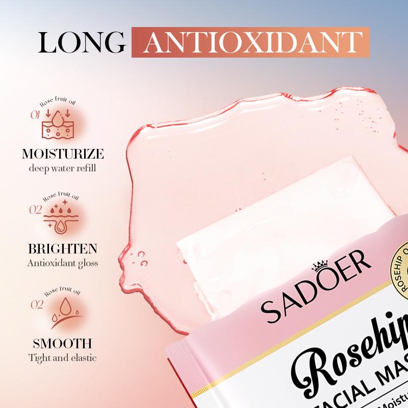 5/10pcs SADOER Rosehip Face Mask Facial Skincare Moisturizing Brightening Firming Hydrating Facial Masks Face Sheet Mask