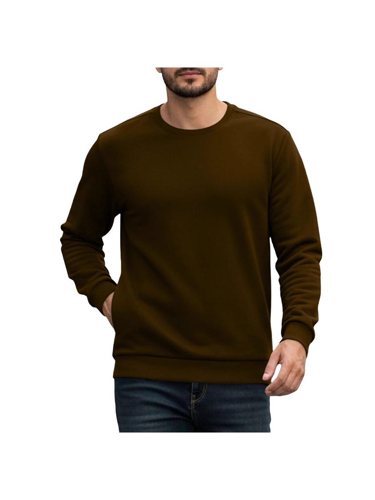 Men's Fleece Crew Neck Sweatshirt Casual Long Sleeve Pullover Winter Thick Warm Hoodie Jacket