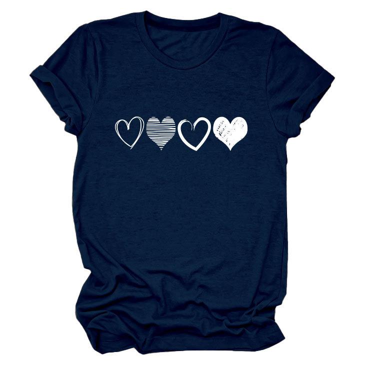 Fashion Trends Four Different Hollow-Out Love Women's Crew Neck Short Sleeve T-Shirts