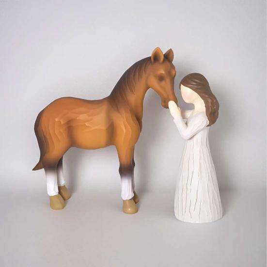Girl And Horse Figurine Resin Hand-Painted Horse Sculpture for Horse Lovers Women Keepsake Gift for Birthday Christmas Thanksgiving
