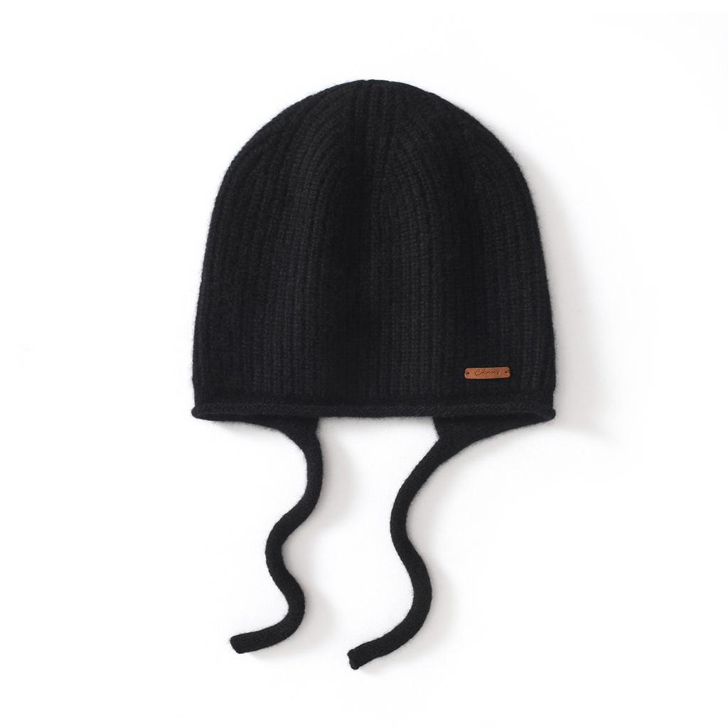 Pure cashmere wool hat autumn and winter ear protection fashion big head circumference cold hat knitted hat thermal hat children