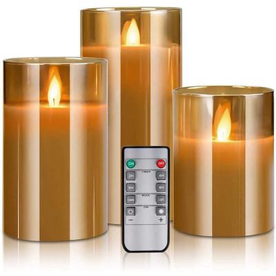 סימולציה זהב נדנדה להבה LED נר אלקטרוני שלושה חלקים סט מסעדה בר קישוטי חתונה