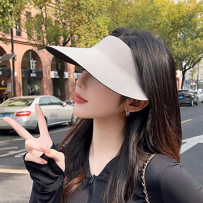 Summer outdoor UV protection hat Women's seamless integrated sunshade and sunscreen hat Versatile large brim Empty top sun hat