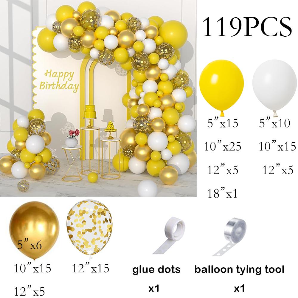 

Yellow Balloons Garland Arch Kit White Gold Confetti Balloon Home Party Baby Shower Wedding Anniversary Gender Reveal Decoration As Picture