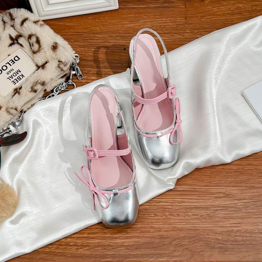 2025 summer new Mary Jane high heels women's French not tired feet thick heels single shoes women's high-end empty women's shoes