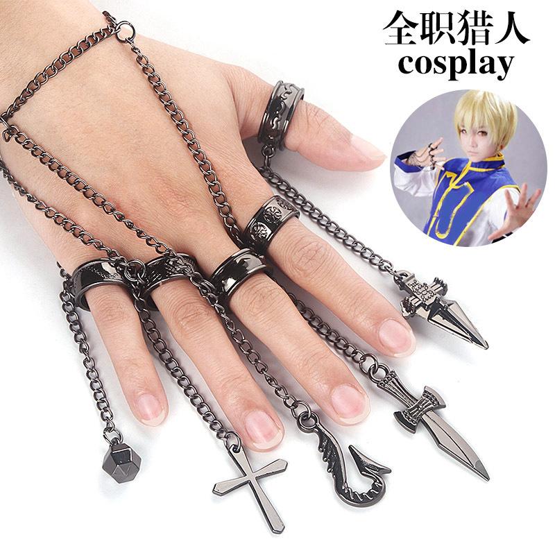 Anime Hunter x Hunter Náramek Jack Kurapika Pětiprstý Řetízkový Prsten Cosplay Druhý Rozměr Unisex Doplňky Šperky Dárek