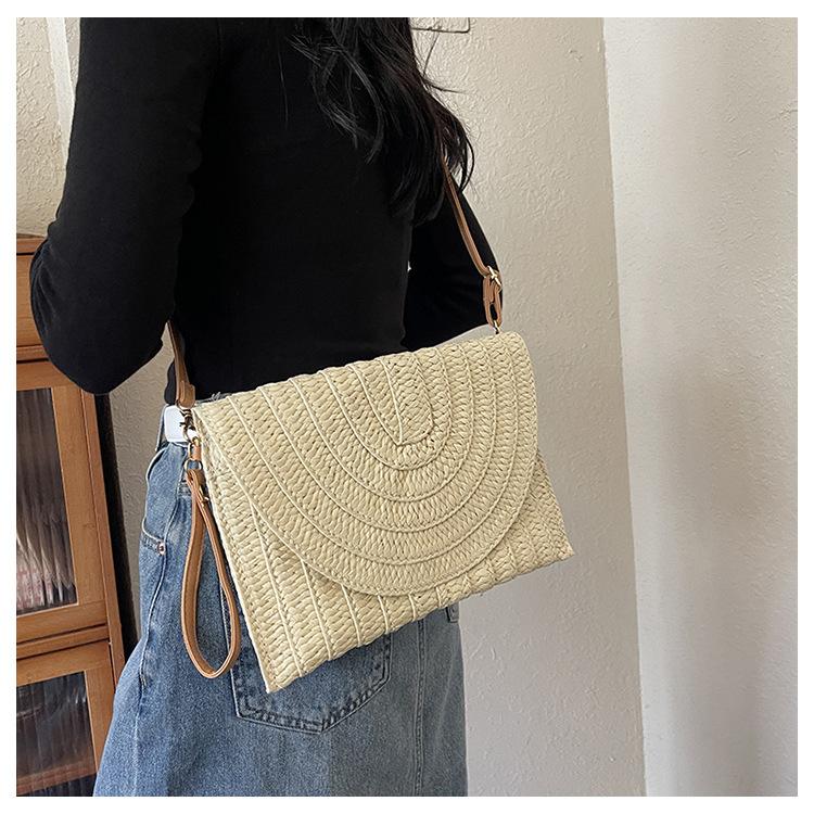 Woven Bag Straw Bag Fashion Underarm Bag Beach Wind Envelope Bag Flip Bag Woven Bag Crossbody Bag