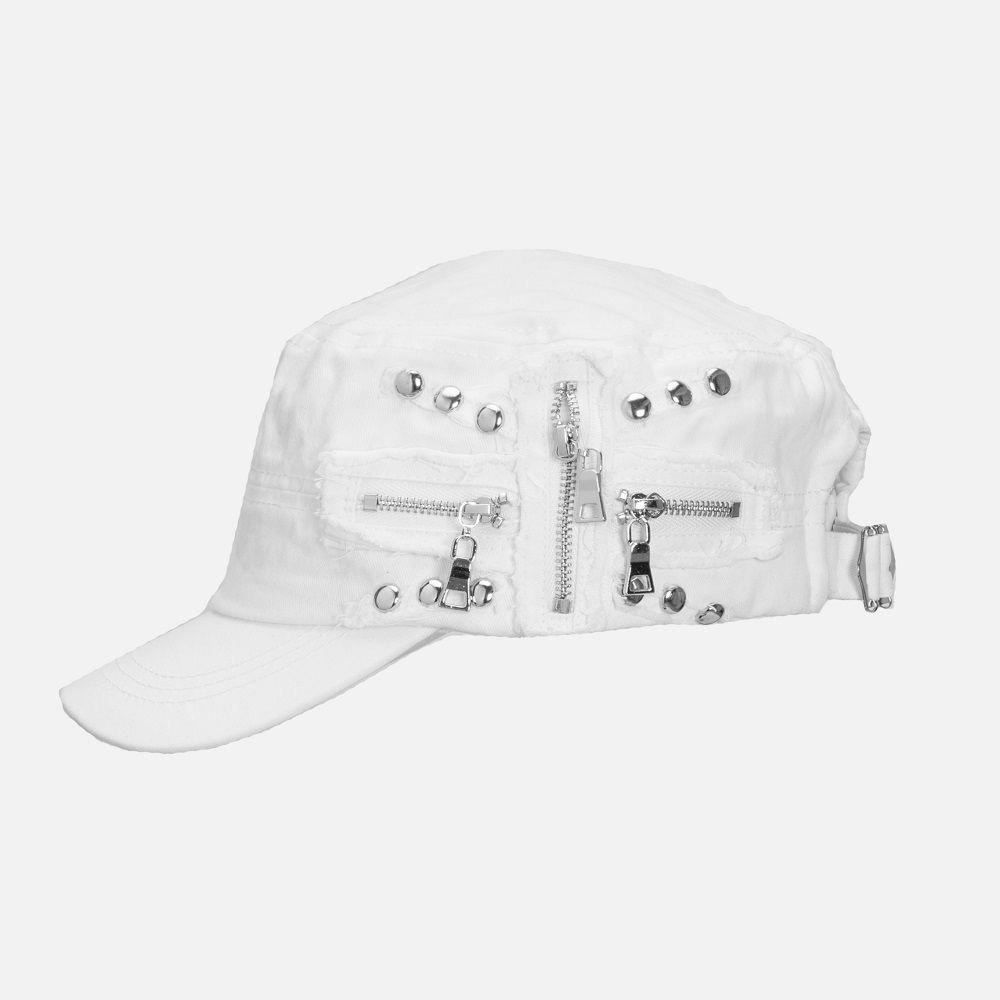 Джинсовая беретка с заклепками Spice Girls Тканевая шляпа в стиле equestrian Повседневная джинсовая восьмиугольная шляпа Женская белый