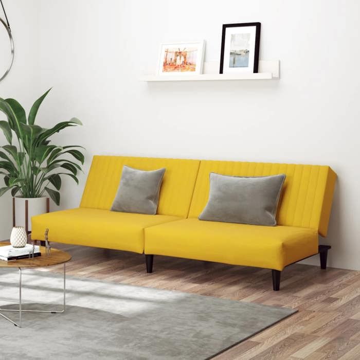 VidaXL Canapé-lit 2 places jaune velours 375933
