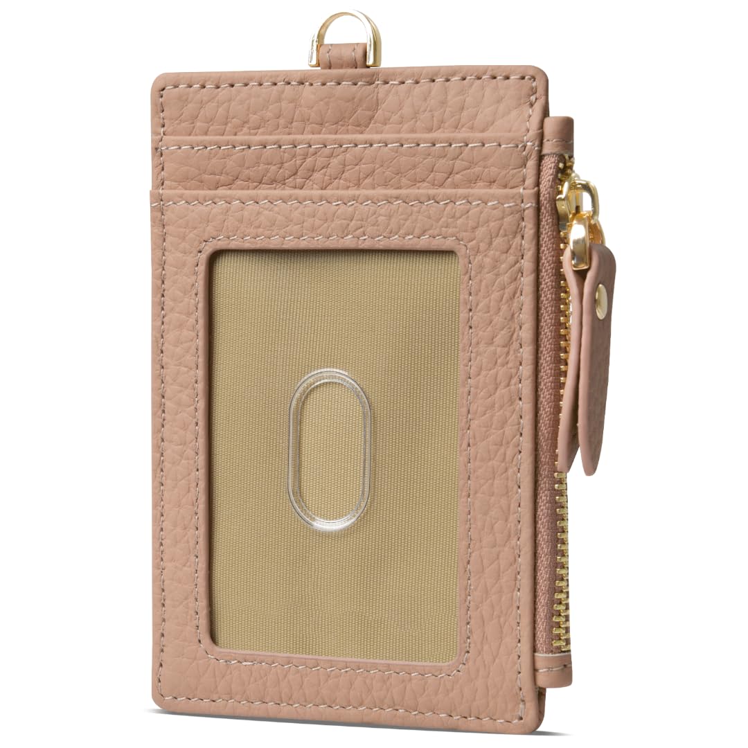 

Shirizu Genuine Leather Pass Case for Men and Women, with Coin Purse, Card Case, Employee ID Card Holder, Double-Sided Card Slots, ID Card Holder,