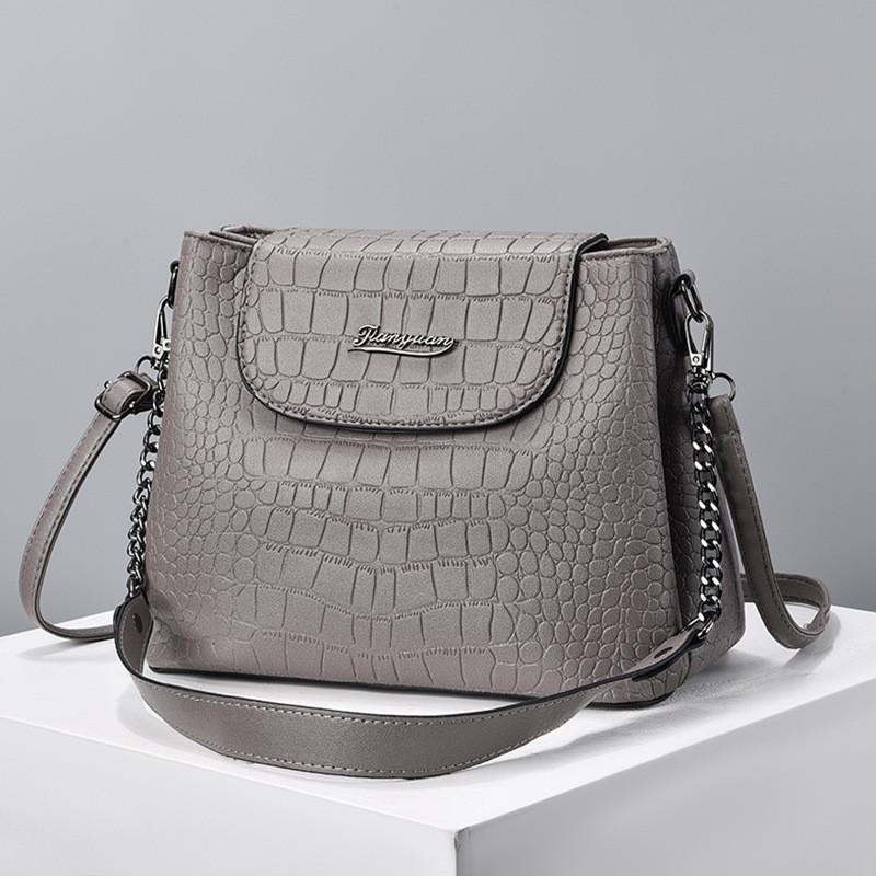 Trendy Fashion Shoulder Bag For Women 2023 New Pu Material Crocodile Pattern Large Square Bag Black White Red