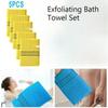 5-Piece Exfoliating Bath Towel Set - Korean/Italian Deep Cleansing & Dead Skin Removal, Soft Body Scrubber for Shower/Spa