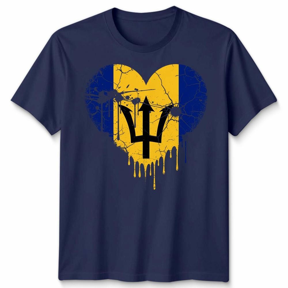 Love Barbados Flag Barbadians Day Football Unisex Cotton Tshirt Bajan Pride Gift