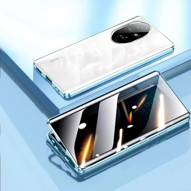 Anti Peeping Case for Huawei Honor 200 Pro, Double Sided Tempered Glass,Metal Frame with Lens Protector Phone Bumpers
