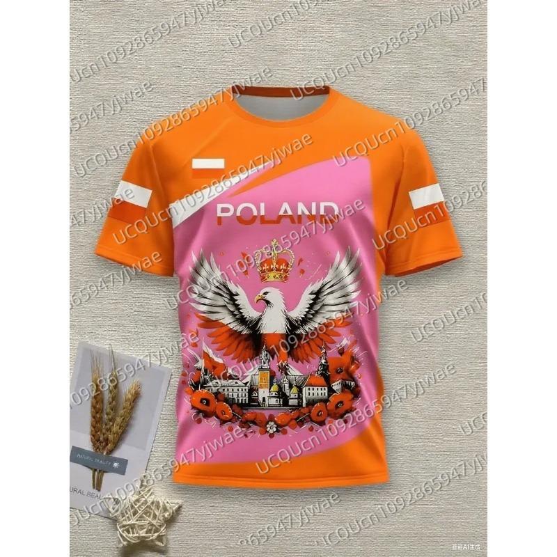 Summer Casual POLAND 3D Graphic Tee Men Women's Casual Short Sleeve Round Neck Children Sport T-shirt Tops