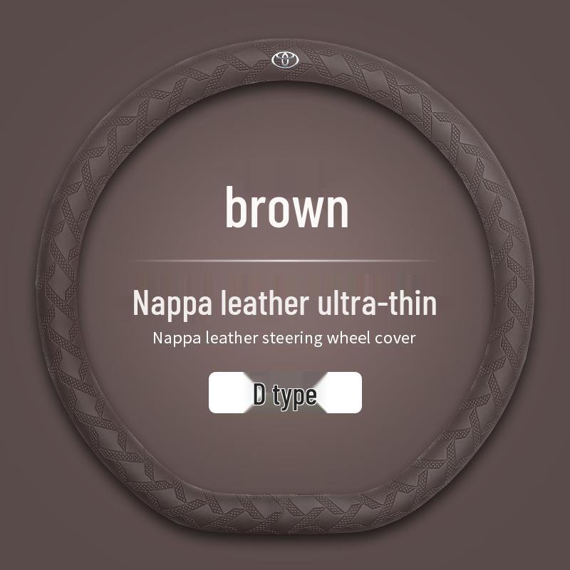 Toyota Nappa Leather Texture Steering Wheel Cover, 3D Non-slip, Sweat-absorbent, Wear-resistant, Ultra-thin Design.