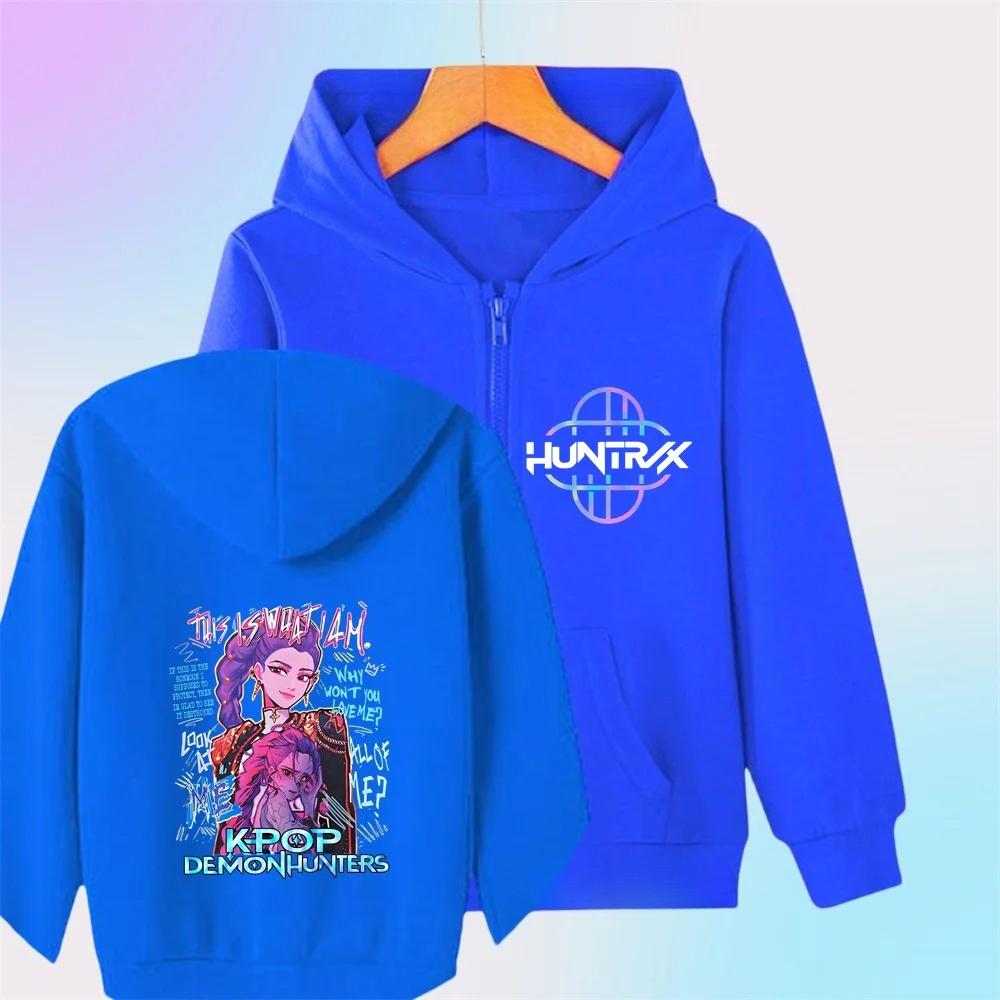 Kpop Demon Hunters Zip Up Hoodie Girls Boys Fashion Long Sleeves Loose Casual Zipper Sweatshirt