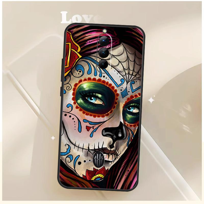 

Catrina Beautiful Rose Girl Skull Case For ZTE Nubia Red Magic 10S 6S 7S 8S 9S 6 7 Pro For RedMagic 8 9 10 11 Pro Plus Cover Red Magic 7S