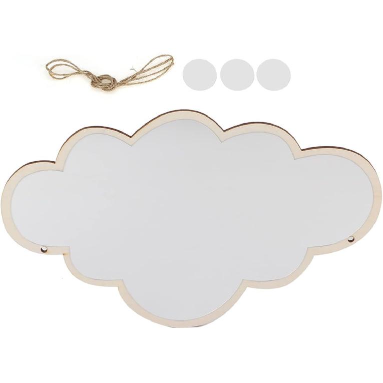 Children Mirror Cloud Wooden Mirror Cartoon Shatterproof Mirror Wall Sticker Kid Children's Bedroom Home Decorate Bedroom Nursery Decoration, 14.96 x