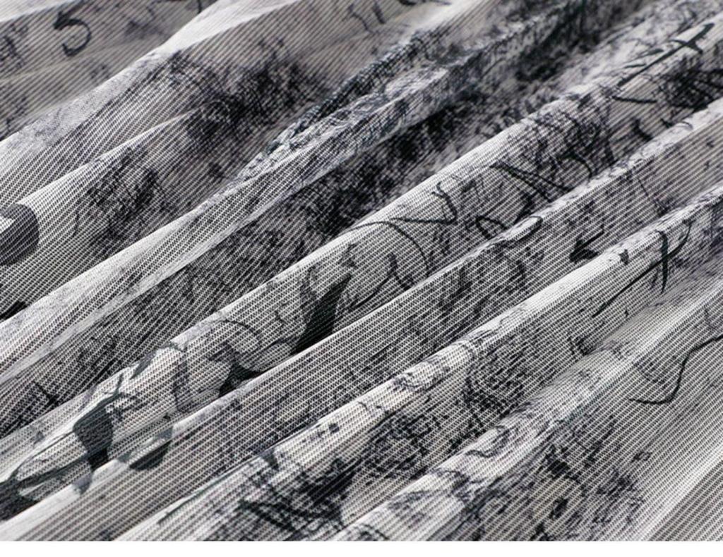 Elegant High-Waist Calligraphy Print Mid-Length Skirt