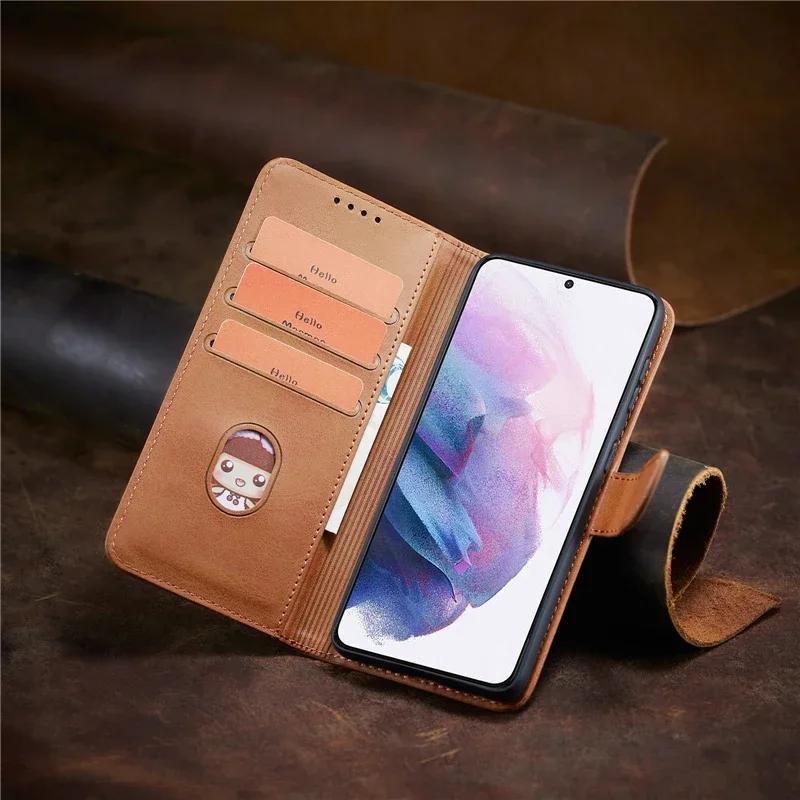Cards Solt Wallet Leather Case For Samsung S25 Ultra S24 Plus S23 FE S22 A16 A26 A36 A56 A55 A35 A15 Flip Hand Strap Bag Cover