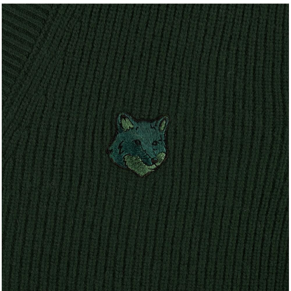 MaiSon KitSune Bold Fox Head Patch V Neck Men S Cardigan Nm00501kt1093