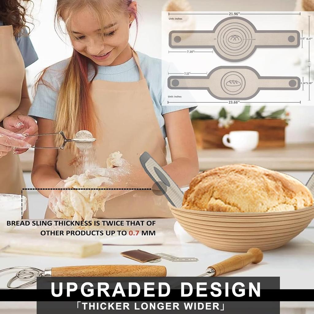 2 Pack Silicone Bread Sling for Dutch Oven – Oval & Round Shapes, Non-Stick Bread Baking Mat with Extra-Long Handles, Reble Silicone Baking Tools