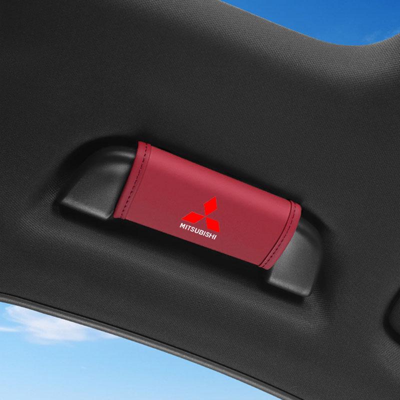 Skórzana Pokrywa Podłokietnika z Logo Samochodu Pokrowce Ochronne na Uchwyt Dachowy Dla Mitsubishi Asx Lancer Outlander Pajero Ralliart Akcesoria Stylizacja Samochodu