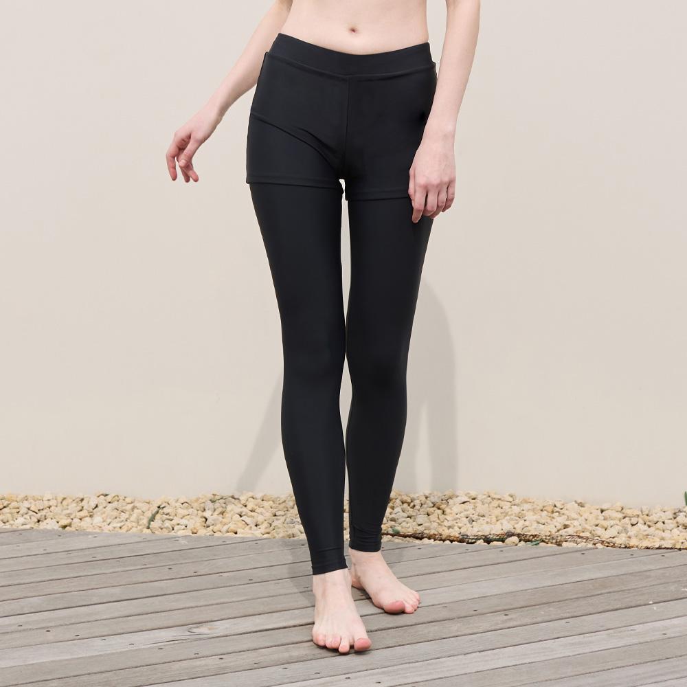 Beijigelleu Women'S Chunky Water Leggings One-In-One Stretch Shorts Bottoms Bel-X228K Black