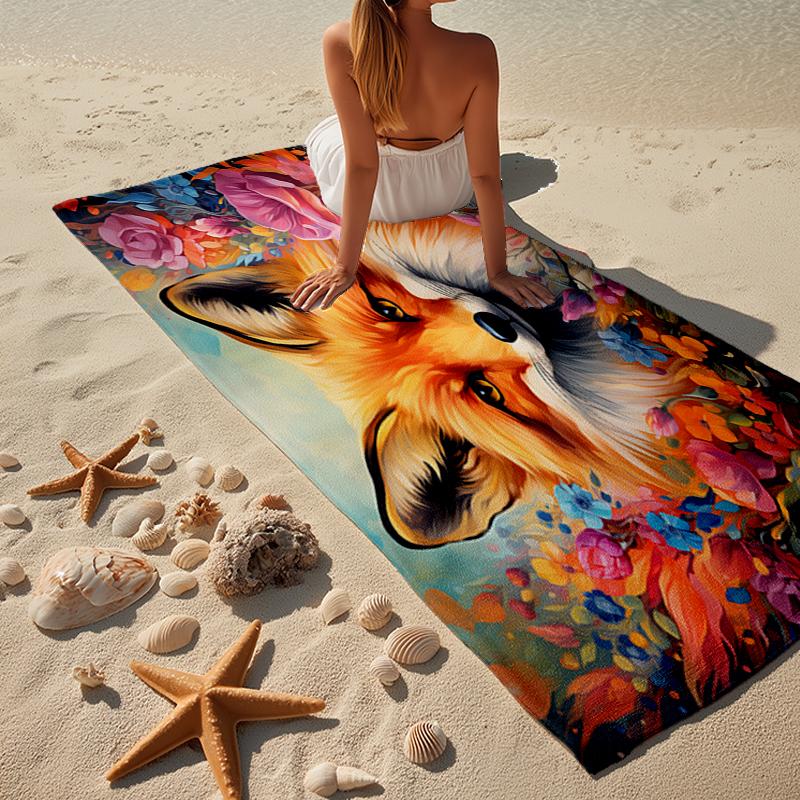 Herbstfuchs Porträt Strandtuch, Superweiche Mikrofaser, Geschenk für Sie/Ihn, Geburtstag, für Pool, Strand, Reisen, Heimdekoration Fan-Geschenke