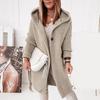 Verdickter Winter Warmer Damen Langer Kapuzen-Strickmantel Einfarbiger Gestrickter Pullover-Mantel