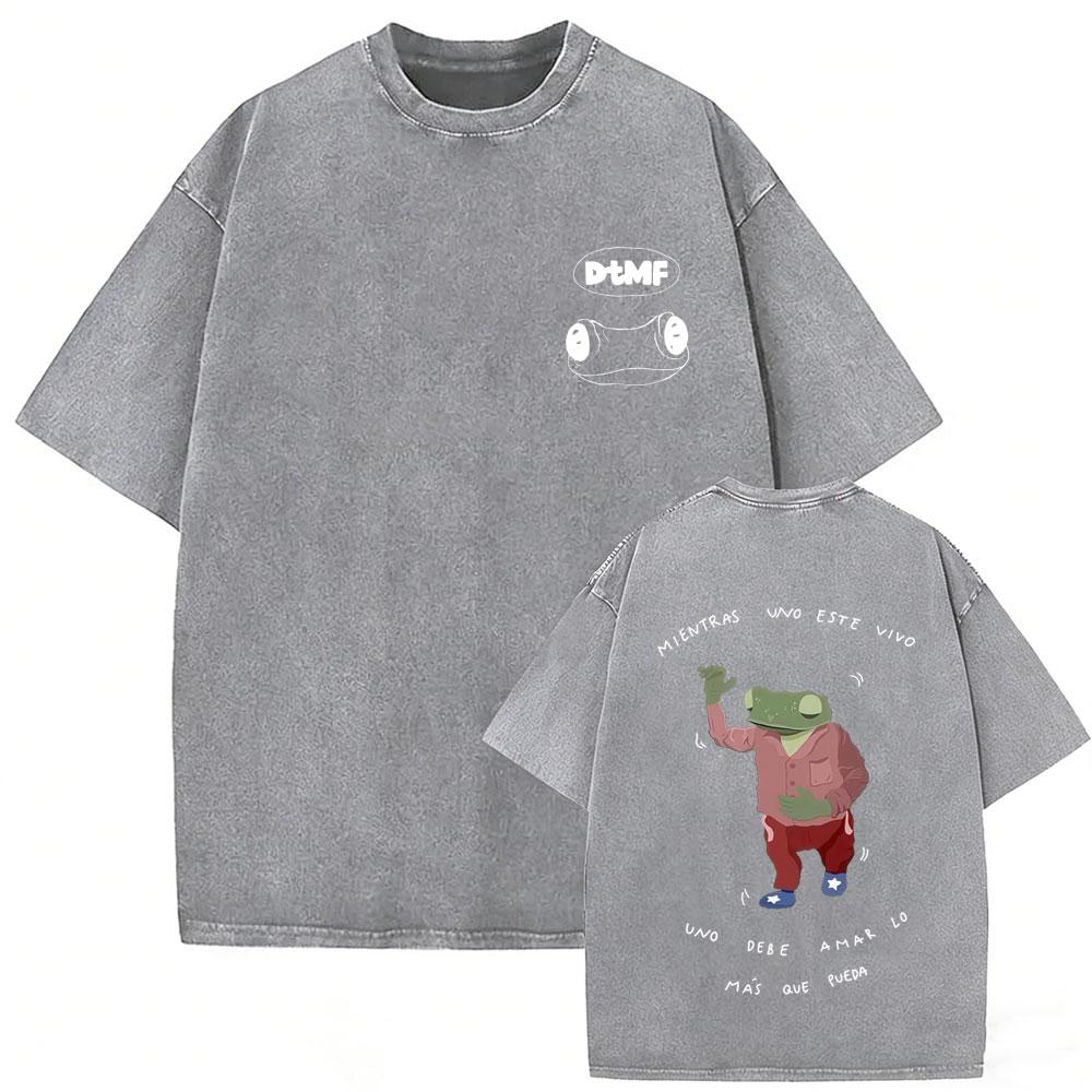 Gewaschenes Vintage Rapper Bad Bunny T-Shirt Debi Tirar Mas Fotos DTMF Welttournee T-Shirts Herren Damen Mode Hip Hop Beliebte T-Shirts