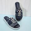 Women's Slippers Lace Up Flat Denim Beach Fish Mouth Shoes Casual Design Comfortable Femme Zapatillas Plus Size 36~43