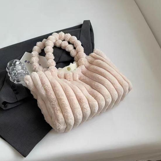 Plysj Skulderveske Dame Fuzzy Tote Fluffy Håndveske Ensfarget Furry Lommebok Vintergave