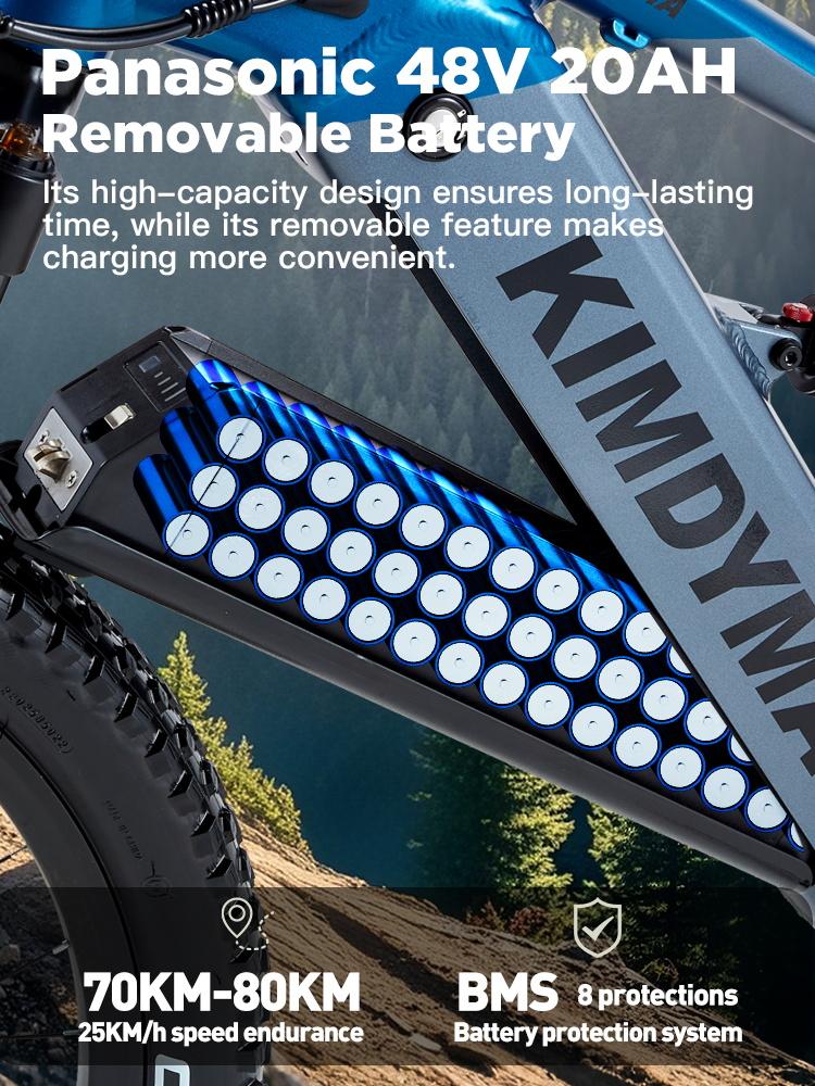 KIMDYMA K01 1000W Torque Sensor Electric Bike - Fat Tire Ebike with 48V20Ah Battery, Throttle, 50km/h Top Speed