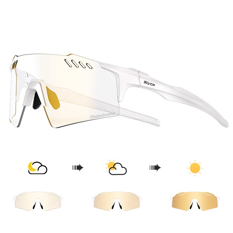 SCVCN Photochromic Cycling Glasss Rimless Outdoor Sports Running Drving Sunglasses for Men Goggles Mtb Bicycle Eyewear 1 Lens