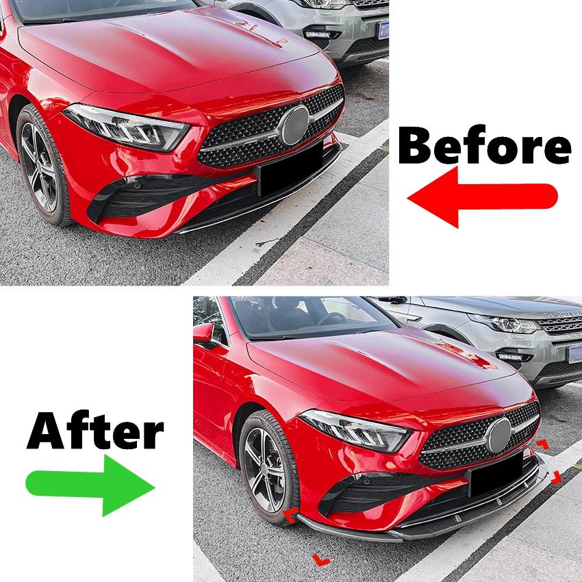 For Mercedes-Benz A-Class W177 A180 A200 A35 AMG 2023+ Front Bumper Spoiler Lip Lower Body Kit Diffuser Splitter Tuning Guard