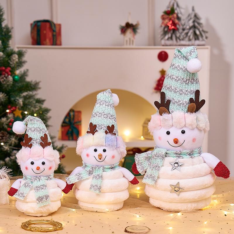 Christmas Snowman Plush Ornaments and Santa Doll Photo Props for Store Displays